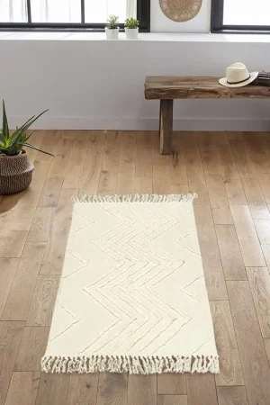 Certifié Tapis coton tufté 'Elie' écru